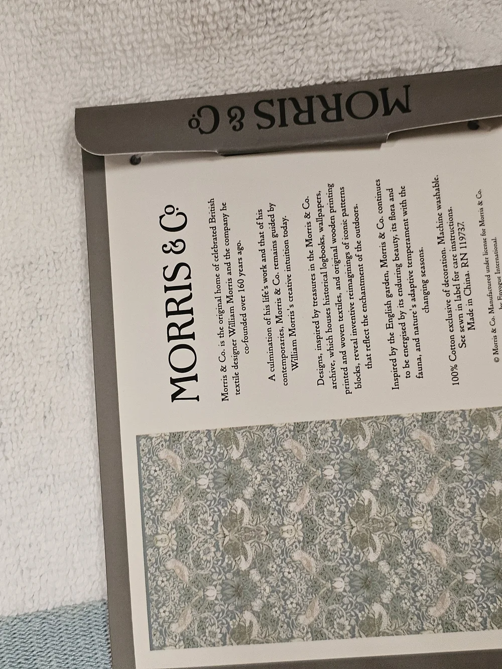Morris & Co Floral Bird Bath Towel strawberry thief  30x54